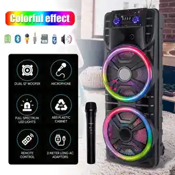 Walmart Lohoms Dual Pulse Lighting Bluetooth Portable Speaker with Wireless Microphone, Black offer