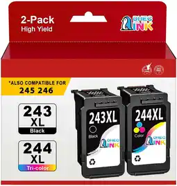Walmart 243 244 Ink Cartridges for Canon Ink 245 and 246 243 and 244 Combo for PG 243 Black Ink ( 2 Pack) offer
