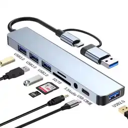Walmart Xyra 8 in 1 Usb C Hub Splitter,TF/SD Card Reader,Compatible with MacBook Pro, iPad Pro,Laptops offer