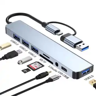 Walmart Xyra 8 in 1 Usb C Hub Splitter,TF/SD Card Reader,Compatible with MacBook Pro, iPad Pro,Laptops offer
