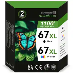 Walmart 67XL Ink Cartridge Compatible for HP 67 Ink Cartridge Deskjet 2700e 2752e 2755e 2855e 2852e offer