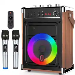 Walmart FanFun Party Speaker, Bluetooth Speaker with 2 Wireless Microphones, FM Radio, LED Party Light offer