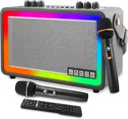 Walmart Kivdit Karaoke Machine for Kids Adults,Portable Bluetooth Speaker with 2 Microphone for Home Party offer