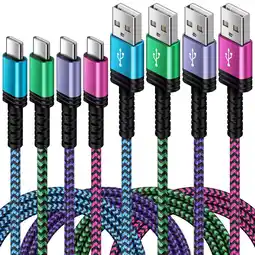 Walmart Ailkin 6ft USB-A To USB-C Fast Charging Cable 4-Pack With Multicolor, (New), 4 Pack offer