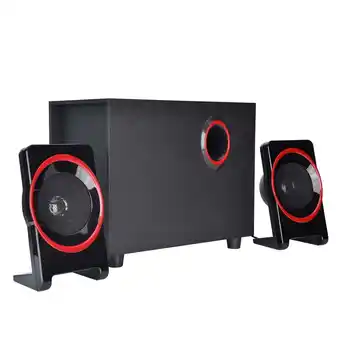 Walmart Eotvia SL-8018 Mini USB Wired Computer Speakers with Side Speaker, Wood and Plastic, Black, 3 Pack offer