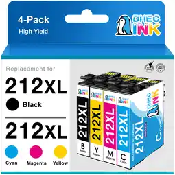 Walmart 212XL Ink Cartridge for Epson 212 Ink for Epson Ink 212 for Epson 212XL Ink (4 Pack) offer