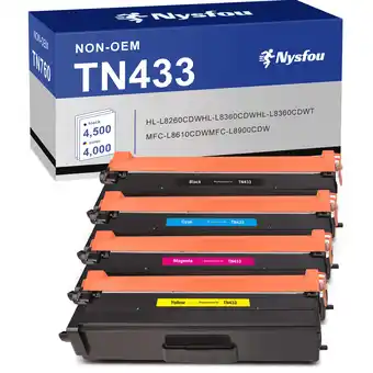 Walmart TN433 Toner Compatible for Brother TN433 Toner Cartridge Set for Brother TN 433 TN431 TN436 (4-Pack) offer