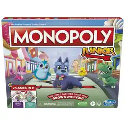 Walmart Monopoly Junior Board Game, 2-Sided Gameboard, 2 Games in 1, Monopoly Game for Ages 4+ offer