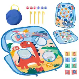Walmart Bean Sand Bag Toss Game Double Sided Cornhole Board Games indoor and outdoor Dinosaur offer