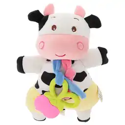 Walmart NUOLUX 1 Pc Baby Teething Toy Cartoon Cow Doll Baby Teether Toy Teething Bib (Black White) offer
