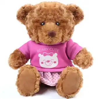 Walmart LotFancy 10 in Brown Teddy Bear Stuffed Animal Plush Toy with Clothes for Kids Girls offer
