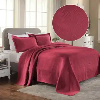 Walmart Superior Geometric Fret Cotton Decorative Bedspread and Sham Set, Twin, Burgundy offer