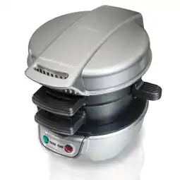 Walmart Hamilton Beach Breakfast Sandwich Maker with Egg Cooker Ring, Customize Ingredients, Silver, 25475 offer
