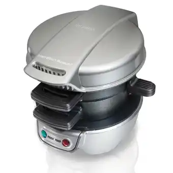 Walmart Hamilton Beach Breakfast Sandwich Maker with Egg Cooker Ring, Customize Ingredients, Silver, 25475 offer