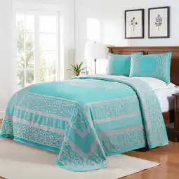 Walmart Superior Bohemian Mandala Lightweight Cotton Blend Woven Jacquard Bedspread Set, Twin, Aqua offer