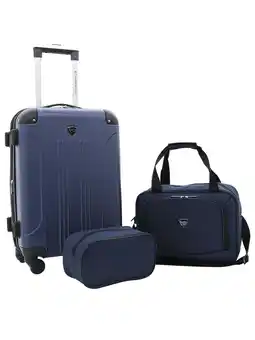 Walmart Travelers Club Chicago 3 Piece Expandable Carry-on Hardside Luggage Set, Navy offer