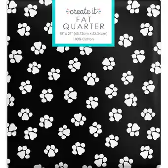 Walmart Create It 18x21 100% Cotton Paws Precut Sewing & Craft Fabric, Black 1 Piece offer