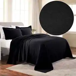 Walmart Superior Fleur De Lis Cotton Decorative Bedspread and Sham Set, Full, Black offer