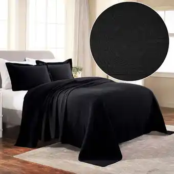 Walmart Superior Fleur De Lis Cotton Decorative Bedspread and Sham Set, Full, Black offer
