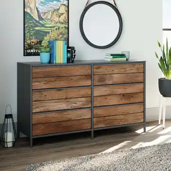 Walmart Sauder Boulevard Cafe Industrial 6-Drawer Dresser with Metal Frame, Black Finish offer