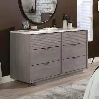 Walmart Sauder East Rock 6-Drawer Dresser, Ashen Oak Finish offer