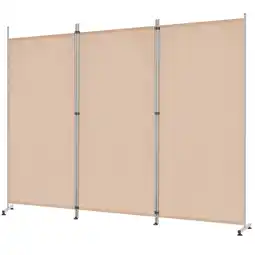 Walmart YODOLLA 3 Panel Room Divider 6 FT Tall Folding Privacy Screen Fabric Office Partition-Beige offer