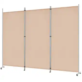 Walmart YODOLLA 3 Panel Room Divider 6 FT Tall Folding Privacy Screen Fabric Office Partition-Beige offer