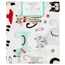 Walmart Create It 18x21 100% Cotton Playful Cats Precut Sewing & Craft Fabric, White 1 Piece offer
