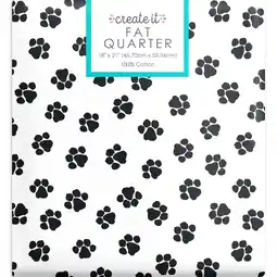 Walmart Create It 18x21 100% Cotton Paw Print Precut Sewing & Craft Fabric, White 1 Piece offer