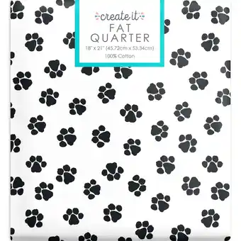 Walmart Create It 18x21 100% Cotton Paw Print Precut Sewing & Craft Fabric, White 1 Piece offer