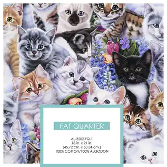 Walmart David Textiles 21 x 18 100% Cotton Kittens & Flowers Precut Sewing & Craft Fabric, Multi-color offer