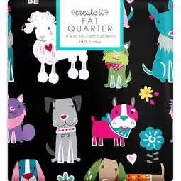 Walmart Create It 18x21 100% Cotton Puppy Precut Sewing & Craft Fabric, Black 1 Piece offer