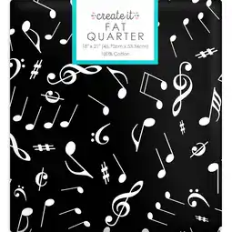 Walmart Create It 18x21 100% Cotton Music Notes Precut Sewing & Craft Fabric, Black 1 Piece offer