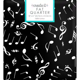 Walmart Create It 18x21 100% Cotton Music Notes Precut Sewing & Craft Fabric, Black 1 Piece offer