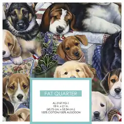 Walmart David Textiles 21 x 18 100% Cotton Garden Puppies Precut Sewing & Craft Fabric, Multi-color offer