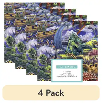 Walmart (4 pack) David Textiles 21 x 18 100% Cotton Dinosaurs Precut Sewing & Craft Fabric, Multi-color offer