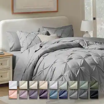 Walmart Virtu Queen Comforter Set, 7pc Bed in a Bag, Pleated Bedding Comforter Sets Queen, Gray/Silver offer