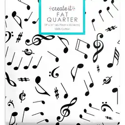 Walmart Create It 18x21 100% Cotton Music Notes Precut Sewing & Craft Fabric, White 1 Piece offer
