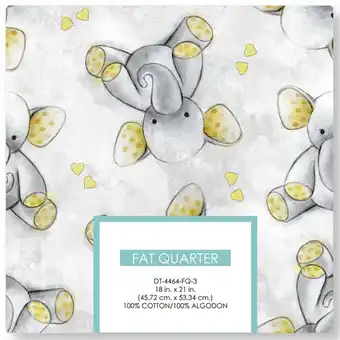 Walmart David Textiles 21 x 18 100% Cotton Sleepytime Elephants Precut Sewing & Craft Fabric, Gray offer