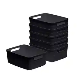 Walmart Curver Set of 6 Jute Basket Small Durable Resin Organization and Storage Basket Bin, Black offer