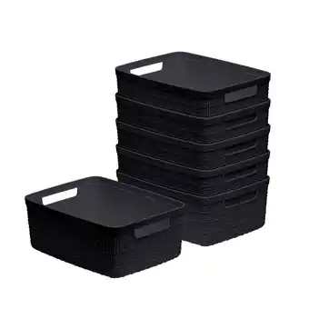 Walmart Curver Set of 6 Jute Basket Small Durable Resin Organization and Storage Basket Bin, Black offer