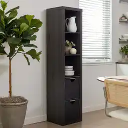 Walmart Better Homes & Gardens 5 Cube Vertical Storage Organizer, Tobacco Oak offer