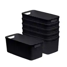 Walmart Curver Set of 6 Jute Basket Slim Durable Resin Organization and Storage Basket Bin, Black offer