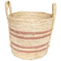 Walmart Better Homes & Gardens Natural Maize Colored Stripe Basket, Terracotta, Large offer