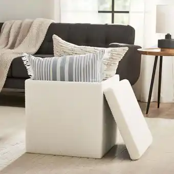 Walmart Mainstays Large Cube Storage Ottoman, Cream offer