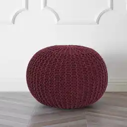 Walmart Urban Shop Round Solid Print Polyester Pouf, Red offer