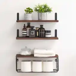 Walmart Keenstone 165” x 6” Boho Rustic Floating Shelves - Brown Floating Shelves (3 Count) offer