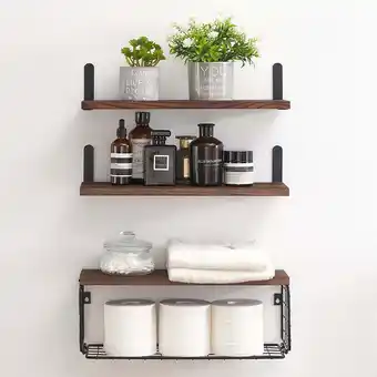 Walmart Keenstone 165” x 6” Boho Rustic Floating Shelves - Brown Floating Shelves (3 Count) offer