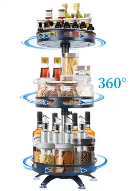 Walmart Qunbio 3-Tier Rotating Spice Rack, Seasoning Counter Organizer with Adjustable Height offer