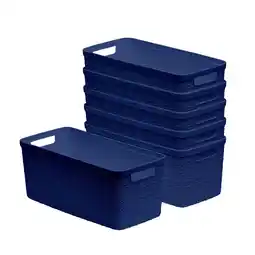 Walmart Curver Set of 6 Jute Basket Slim Durable Resin Organization and Storage Basket Bin, Blue offer